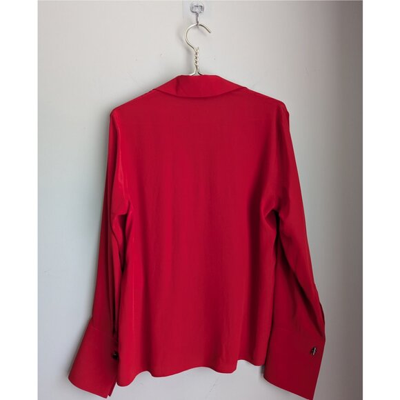 Fendi Embroidered button down shirt in red silk crepe de chine - Picture 8 of 16